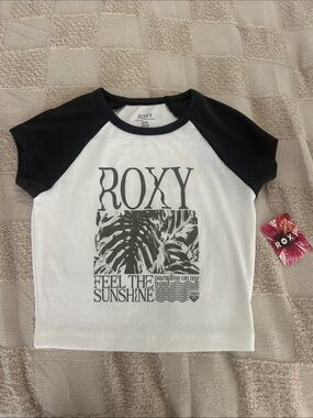 Roxy Black & White Raglan 'Feel the Sunshine' Graphic Tee
